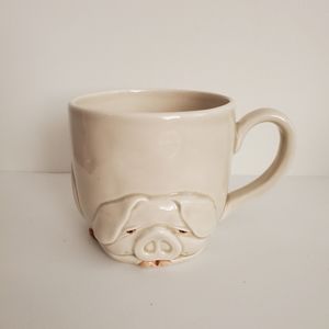Vintage Fitz and Floyd Porky pig Collectible figural Coffee Mug 3D Textured